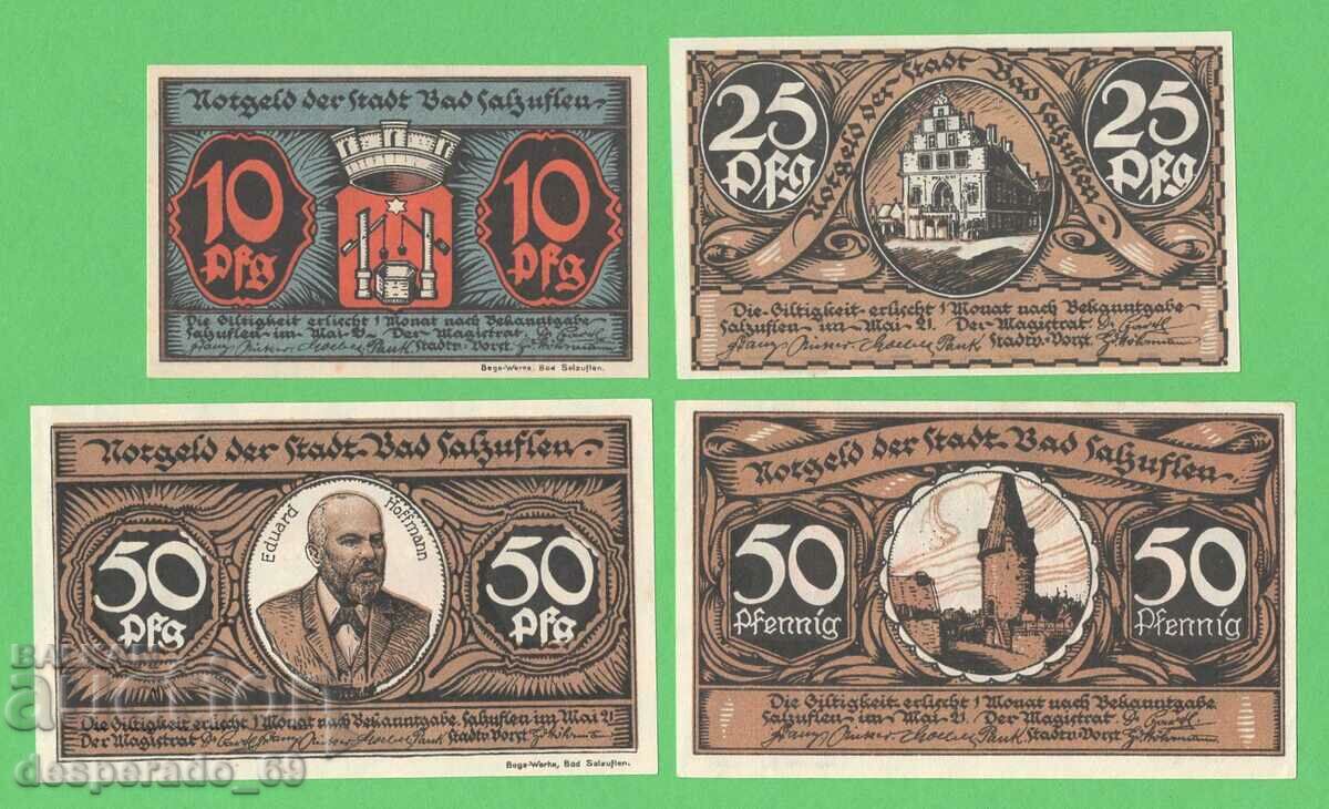 (¯`'•.¸NOTGELD (πόλη Bad Salzuflen) 1921 UNC -4 τεμ. τραπεζογραμμάτια με τιμή 11.00 BGN | € 5.62 (¯`'•.¸NOTGELD (πόλη Bad Salzuflen) 1921 UNC -4 τεμ. τραπεζογραμμάτια με τιμή 11.00 BGN | € 5.62