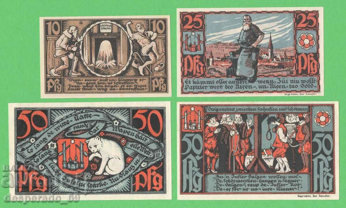 (¯`'•.¸NOTGELD (πόλη Bad Salzuflen) 1921 UNC -4 τεμ. τραπεζογραμμάτια