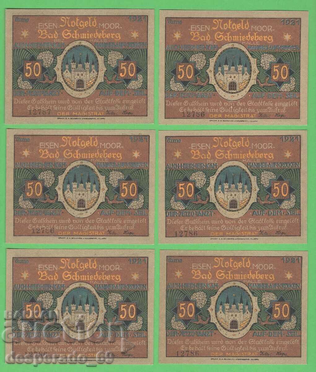 (¯`'•.¸NOTGELD (orașul Bad Schmiedeberg) 1921 UNC -6 bancnotă cu preț 10.70 €