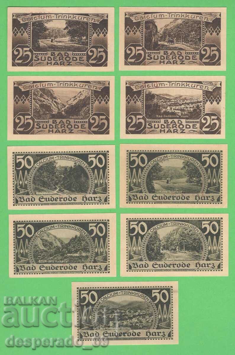 (¯`'•.¸NOTGELD (orașul Bad Suderode) 1921 UNC -9 buc. bancnote