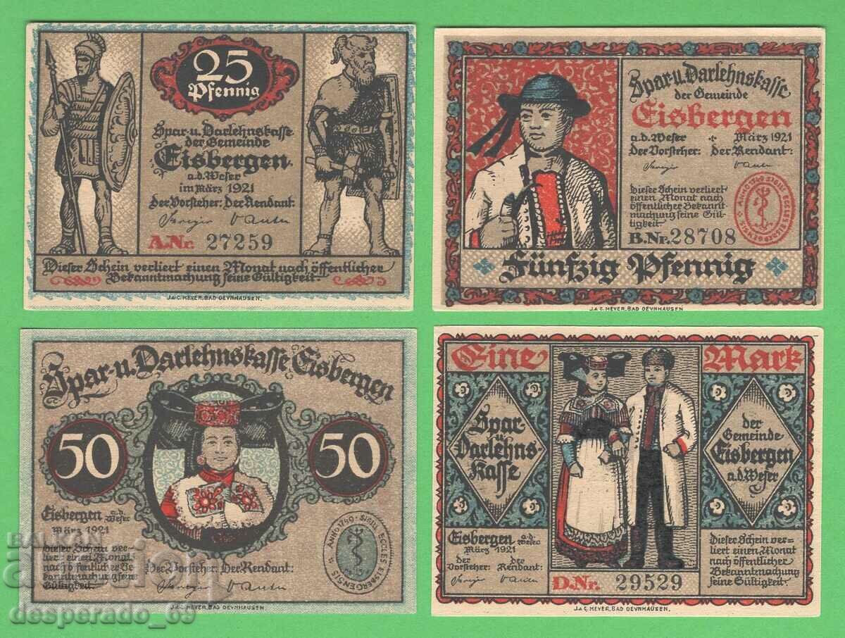 (¯`'•.¸NOTGELD (city Eisbergen) 1921 UNC -4 pcs. banknotes •'´¯)