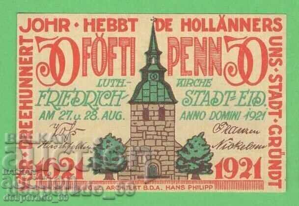 (¯`'•.¸NOTGELD (or. Friedrichstadt) 1921 UNC -50 pfennigi ´¯)