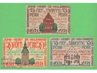 (¯`'•.¸NOTGELD (πόλη Friedrichstadt) 1921 UNC -3 τεμ. τραπεζογραμμάτια