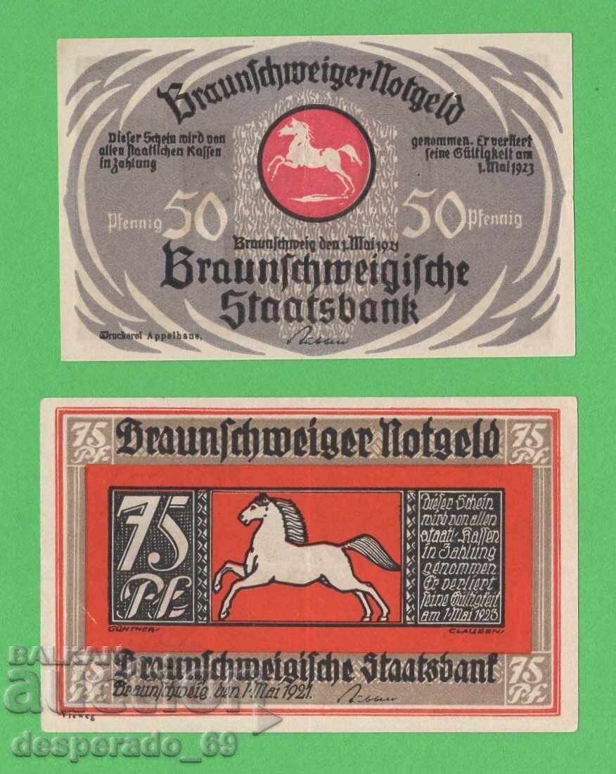(¯`'•.¸NOTGELD (гр. Braunschweig) 1921 -2 бр.банкноти¸.•'´¯) с цена 2.50 €