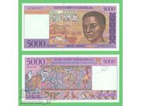 (¯`'•.¸ MADAGASCAR 5000 franci 1995 UNC ¸.•'´¯)