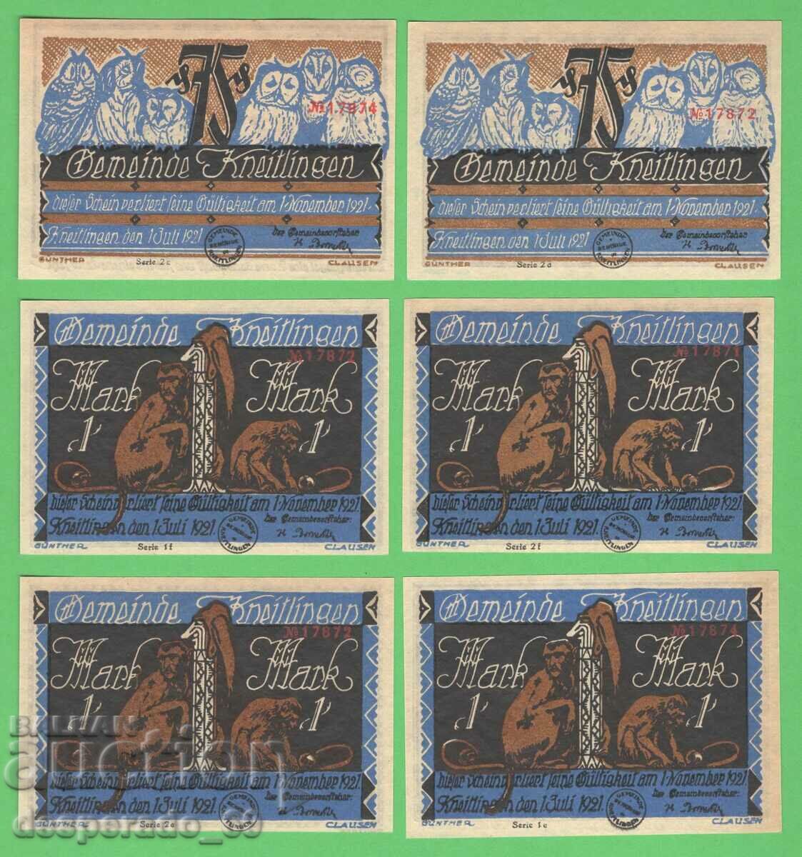 Delivery of (¯`'•.¸NOTGELD (town of Kneitlingen) 1921 UNC -12 pcs. banknotes ¯) Delivery of (¯`'•.¸NOTGELD (town of Kneitlingen) 1921 UNC -12 pcs. banknotes ¯)