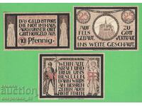 (¯`'•.¸NOTGELD (orașul Lauenstein) 1921 UNC -3 buc. bancnote '´¯)