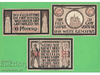 (¯`'•.¸NOTGELD (orașul Lauenstein) 1921 UNC -3 buc. bancnote '´¯)