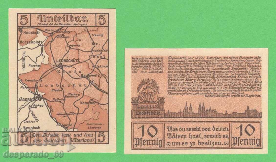 (¯`'•.¸NOTGELD (city Leobschütz) 1922 UNC -2 pcs. banknotes '´¯)