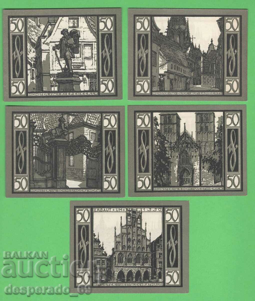 (¯`'•.¸NOTGELD (City of Münster) 1921 UNC -5 banknotes¸.•'´¯)