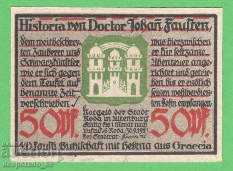 (¯`'•.¸NOTGELD (orașul Roda) 1921 UNC -50 pfennig¸.•'´¯) cu preț € 1.50 | 2.93 BGN