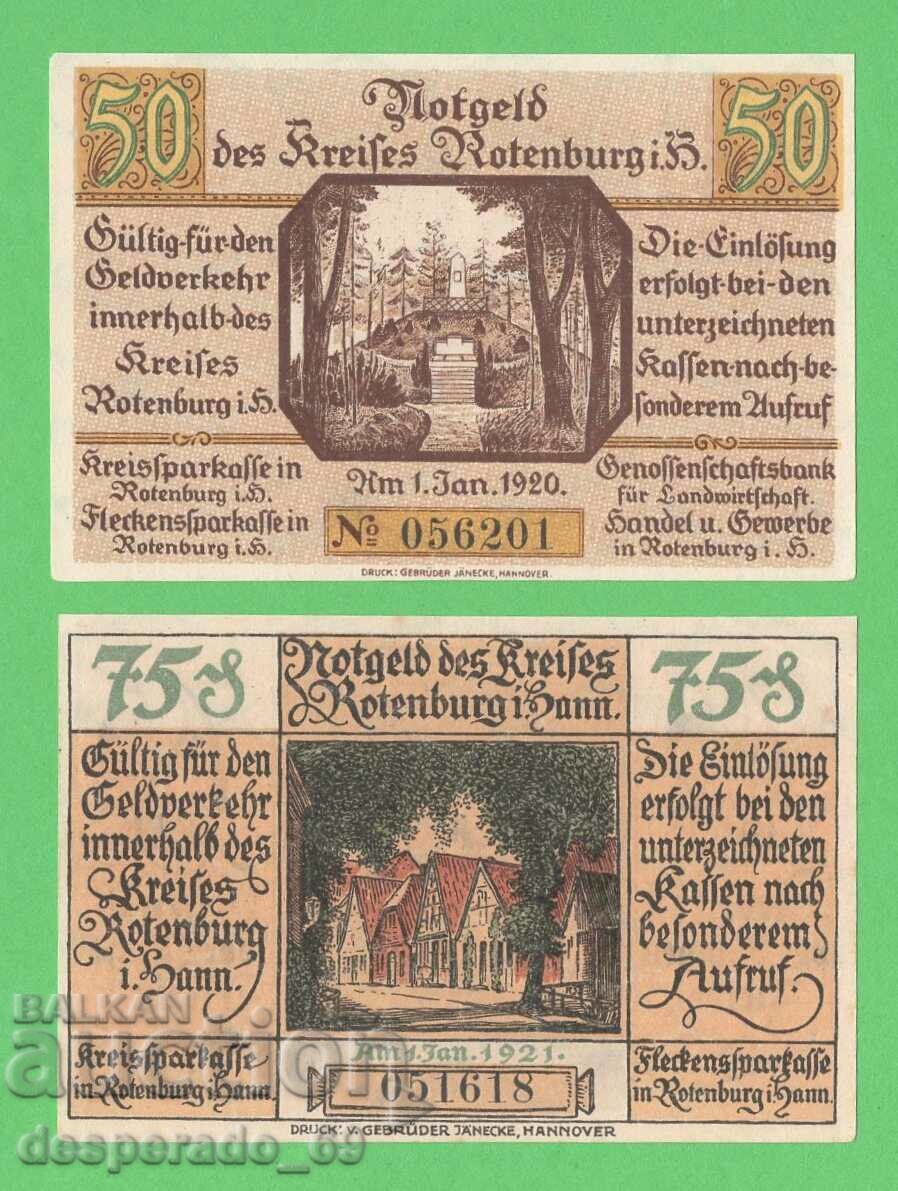 (¯`'•.¸NOTGELD (city of Rotenburg) 1921 UNC -2 pcs. banknotes •'´¯) with price 6.00 BGN | € 3.07 (¯`'•.¸NOTGELD (city of Rotenburg) 1921 UNC -2 pcs. banknotes •'´¯) with price 6.00 BGN | € 3.07