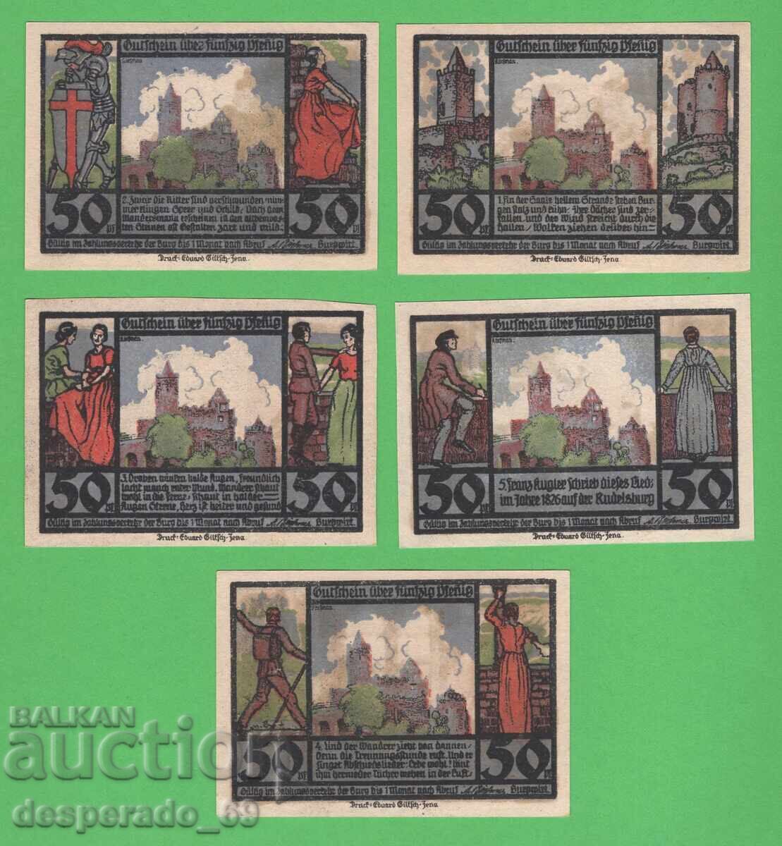 (¯`'•.¸NOTGELD (orașul Rudelsburg) UNC -5 buc. bancnote¸.•'´¯) cu preț € 7.50 | 14.67 BGN (¯`'•.¸NOTGELD (orașul Rudelsburg) UNC -5 buc. bancnote¸.•'´¯) cu preț € 7.50 | 14.67 BGN