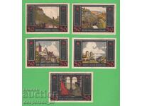 (¯`'•.¸NOTGELD (orașul Rudelsburg) UNC -5 buc. bancnote¸.•'´¯)
