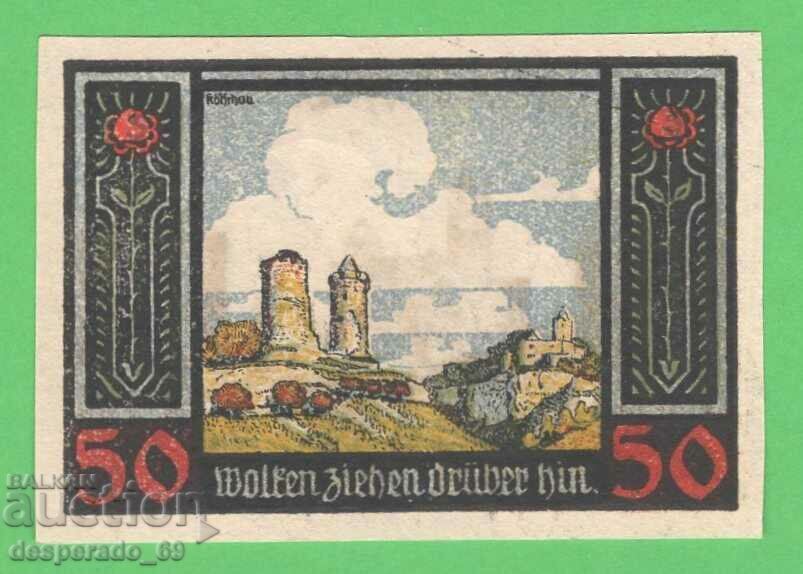 (¯`'•.¸NOTGELD (orașul Rudelsburg) UNC -50 pfennig¸.•'´¯) (¯`'•.¸NOTGELD (orașul Rudelsburg) UNC -50 pfennig¸.•'´¯)