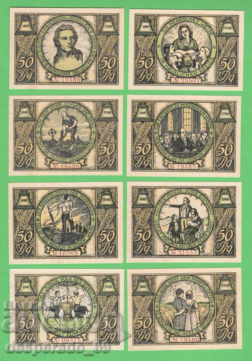 (¯`'•.¸NOTGELD (city Rudolstadt) 1922 UNC -8 pcs. banknotes '´¯)