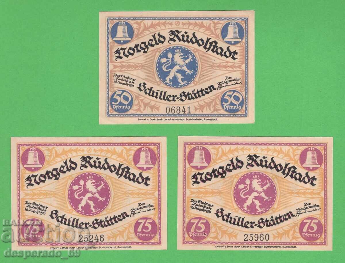 (¯`'•.¸NOTGELD (гр. Rudolstadt) 1921 UNC -3 бр.банкноти '´¯) с цена € 4.20 | 8.21 лв.