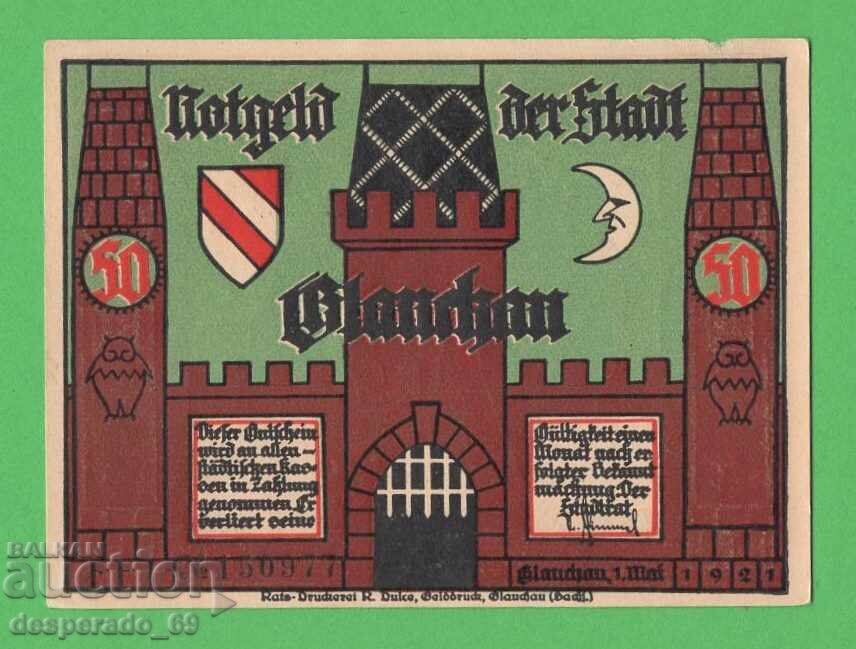 (¯`'•.¸NOTGELD (city of Glauchau) 1921 UNC- -50 pfennig¸.•'´¯) with price € 1.20 | 2.35 BGN
