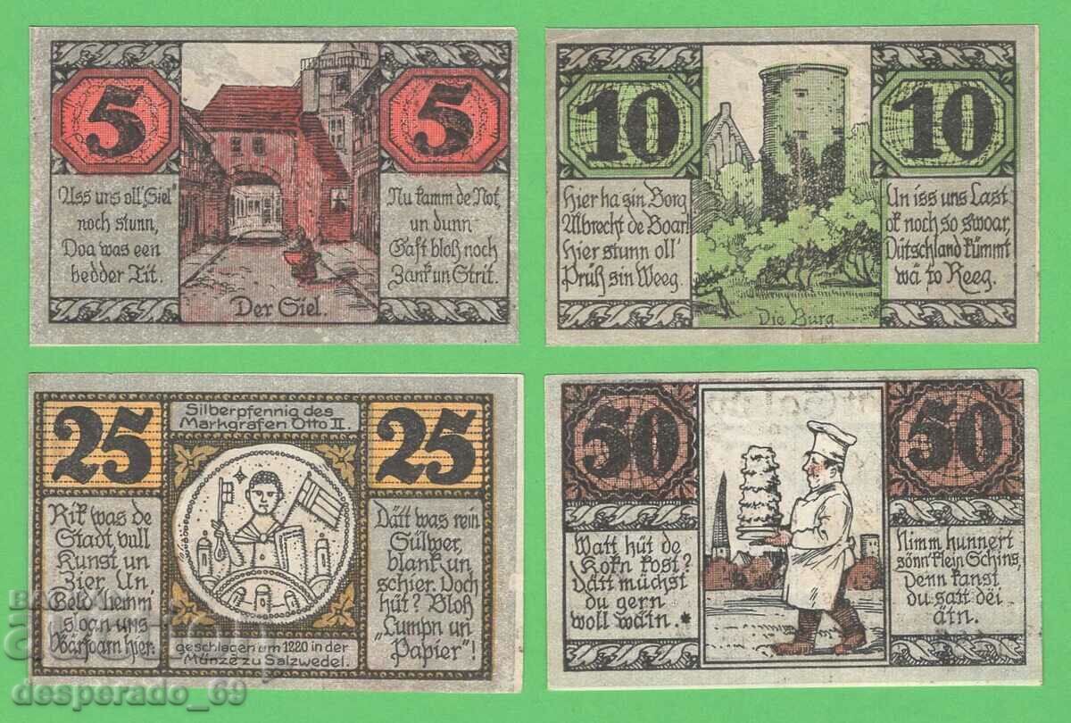 (¯`'•.¸NOTGELD (city Salzwedel) 1921 UNC- -4 pcs. banknotes ´¯)
