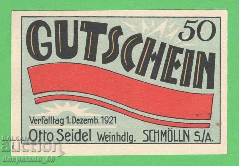 (¯`'•.¸NOTGELD (city. Schmölln) 1921 UNC- -50 pfennig¸.•'´¯) with price 4.00 BGN | € 2.05