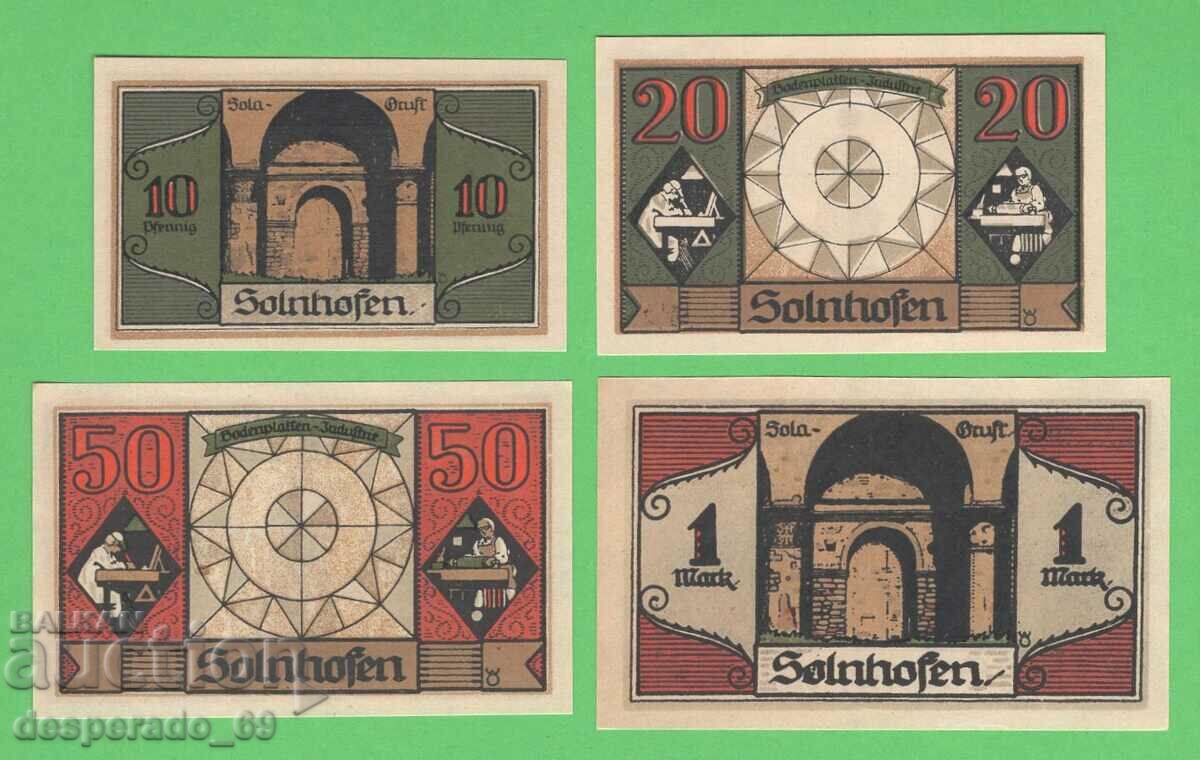 (¯`'•.¸NOTGELD (city Solnhofen) 1921 UNC -4 pcs. banknotes •'´¯)