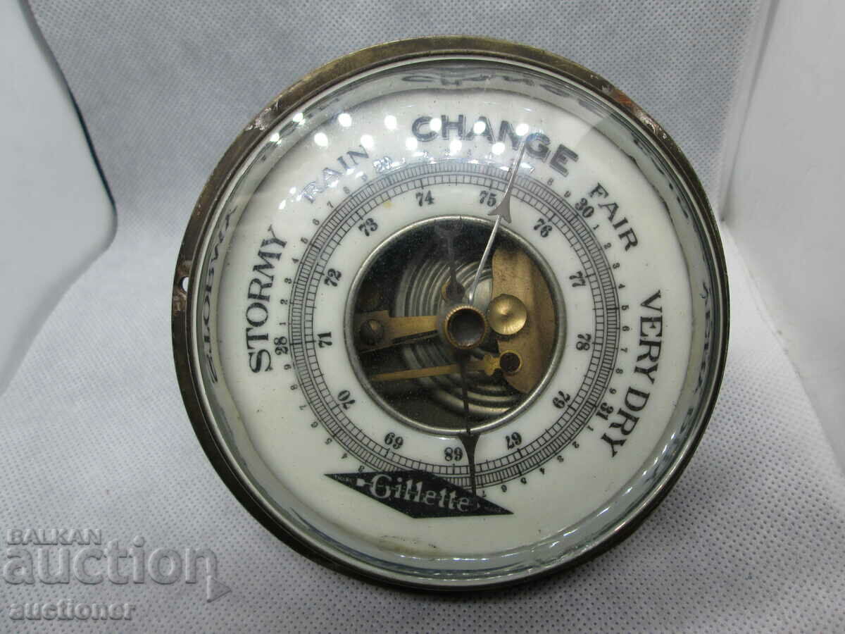 VINTAGE OLD PORCELAIN BAROMETER-GILLETTE ADVERTISING - 5