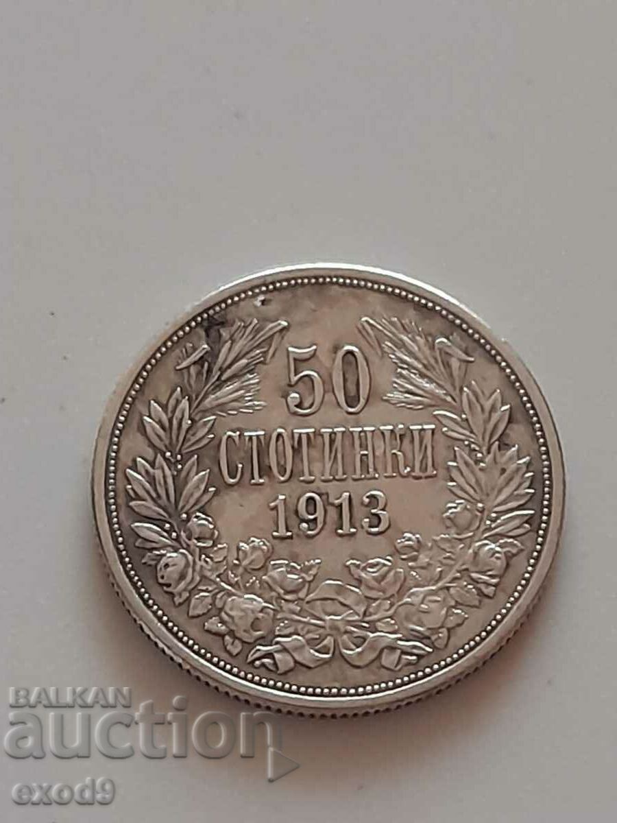 Argint, monedă 50 Stotinki 1913