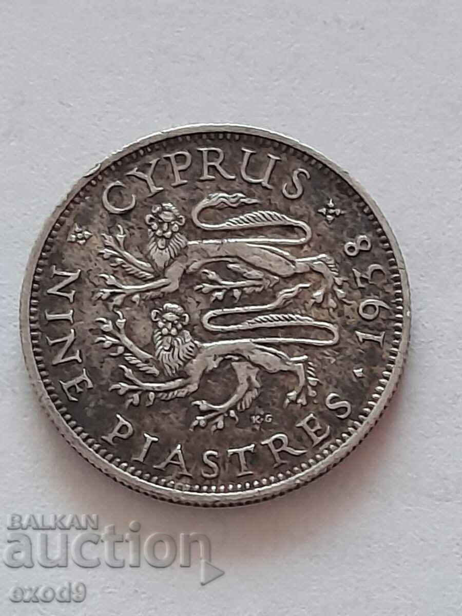 Silver, coin 9 Piastres 1938