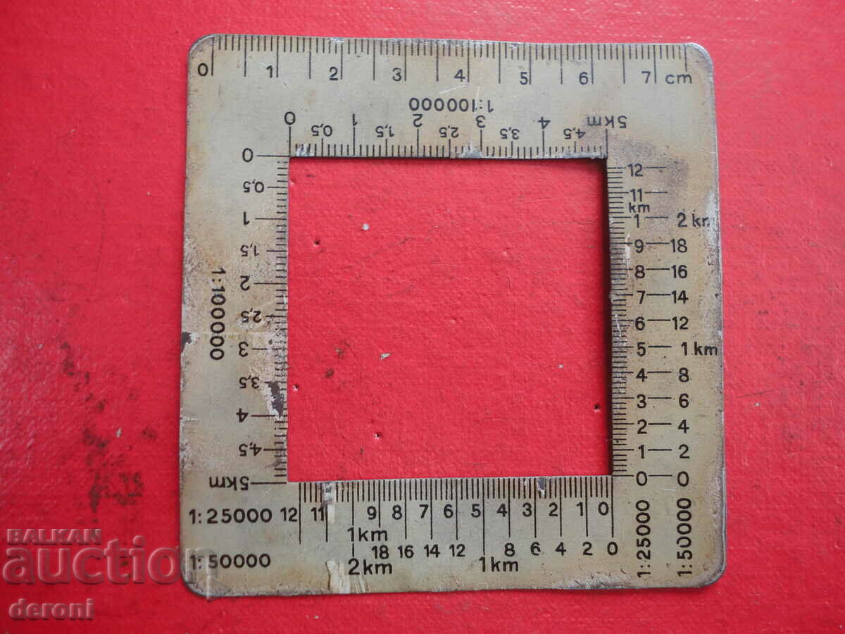Auction German army metal line ruler scale and km Auction German army metal line ruler scale and km