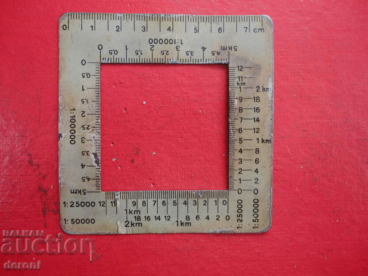 German army metal line ruler scale and km - 6 German army metal line ruler scale and km - 6