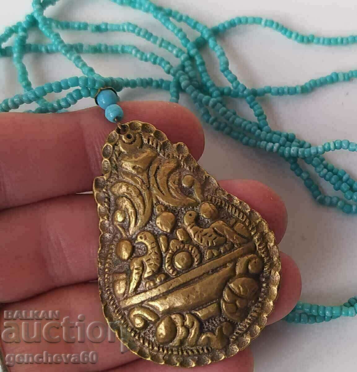 Старинен Етнографски бронзов накит,колие,мъниста - 6