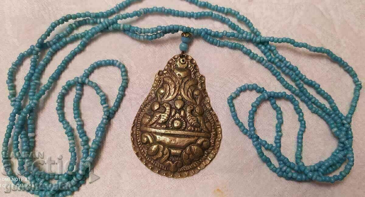 Старинен Етнографски бронзов накит,колие,мъниста