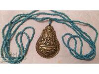 Antique ethnographic bronze jewelry, necklace, beads