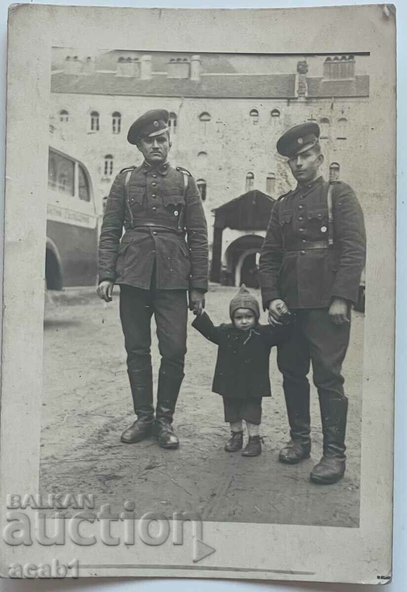 Soldiers with a child Rila Monastery
