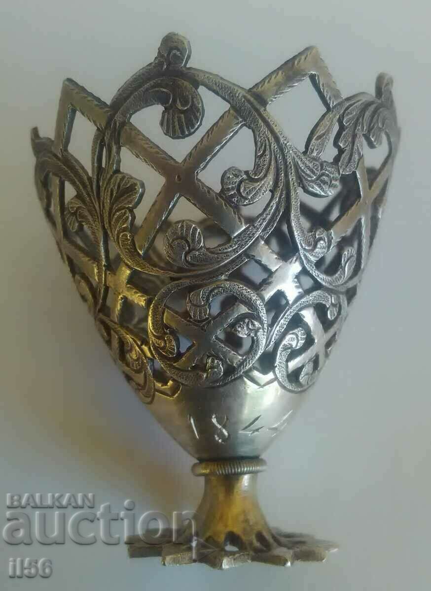 Зарф за Великденски яйца - ажурен - датиран - сребро