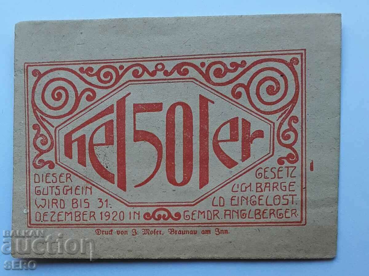 τραπεζογραμμάτιο-Αυστρία-G.Austria-Lochen-50 Heller 1920-πορτοκαλί