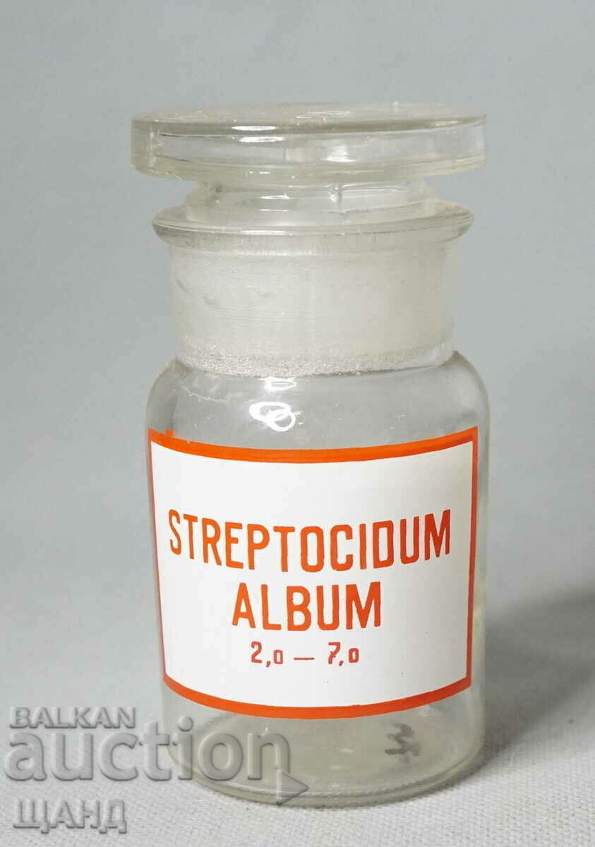Old Glass Apothecary Bottle Pharmacy STREPTOCIDUM