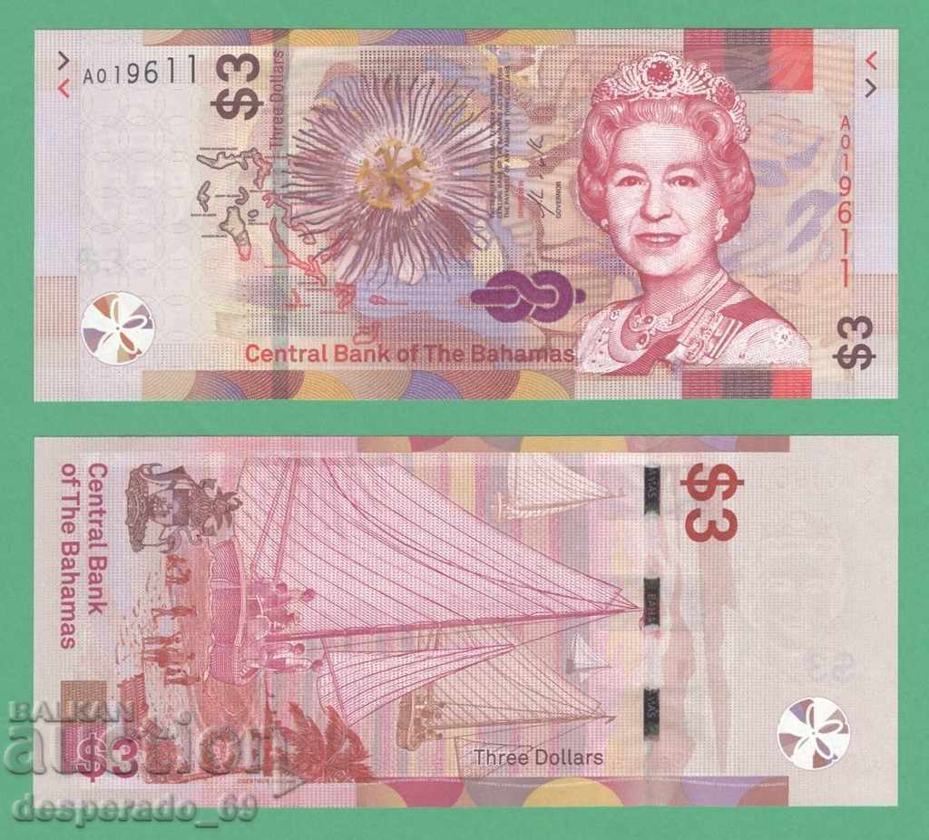 (¯`'•.¸ BAHAMAS $3 2019 UNC ¸.•'´¯)