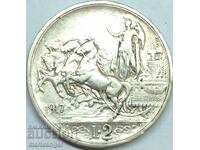 2 lire 1917 Italia Victor Emmanuel III argint - rar