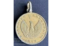 36301 Grecia 20 drahme 1973 transformat într-un medalion aurit