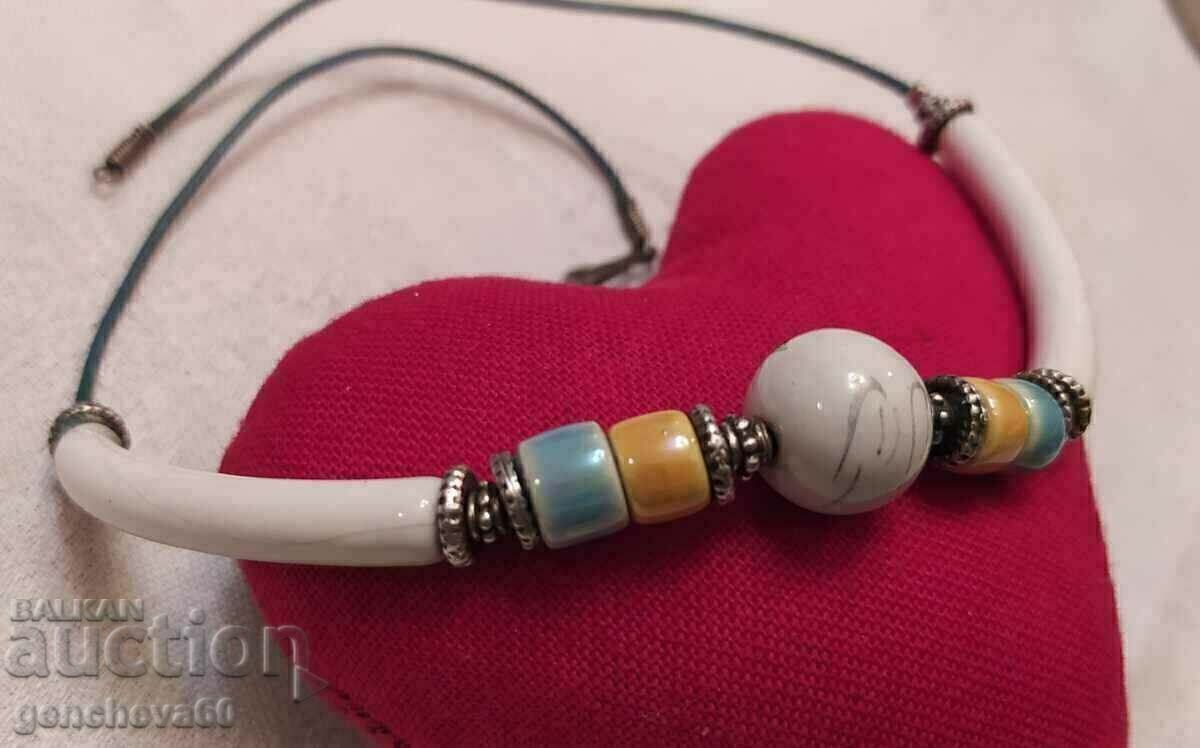 Аукцион Уникално колие рисуван порцелан и сребърни елементи