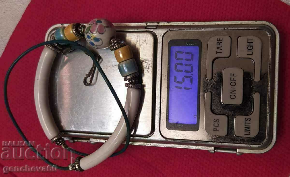 Unique necklace painted porcelain and silver elements - 7 Unique necklace painted porcelain and silver elements - 7