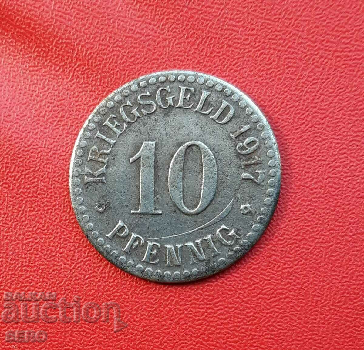 Germany-Hesse-Kassel-10 pfennig 1917-cracked die