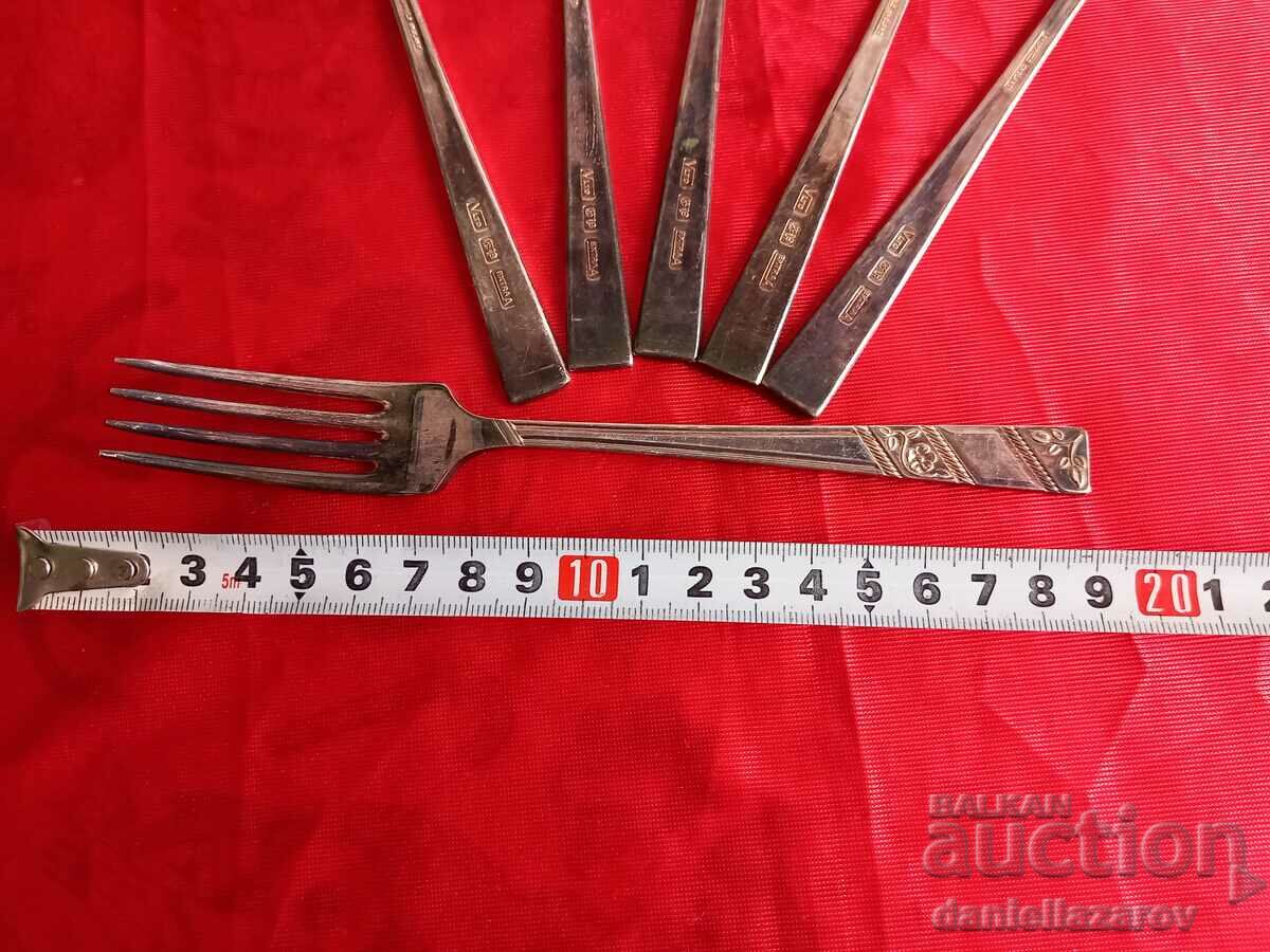 Unique English SHEFFIELD SILVER PLATED Forks - 6 Unique English SHEFFIELD SILVER PLATED Forks - 6