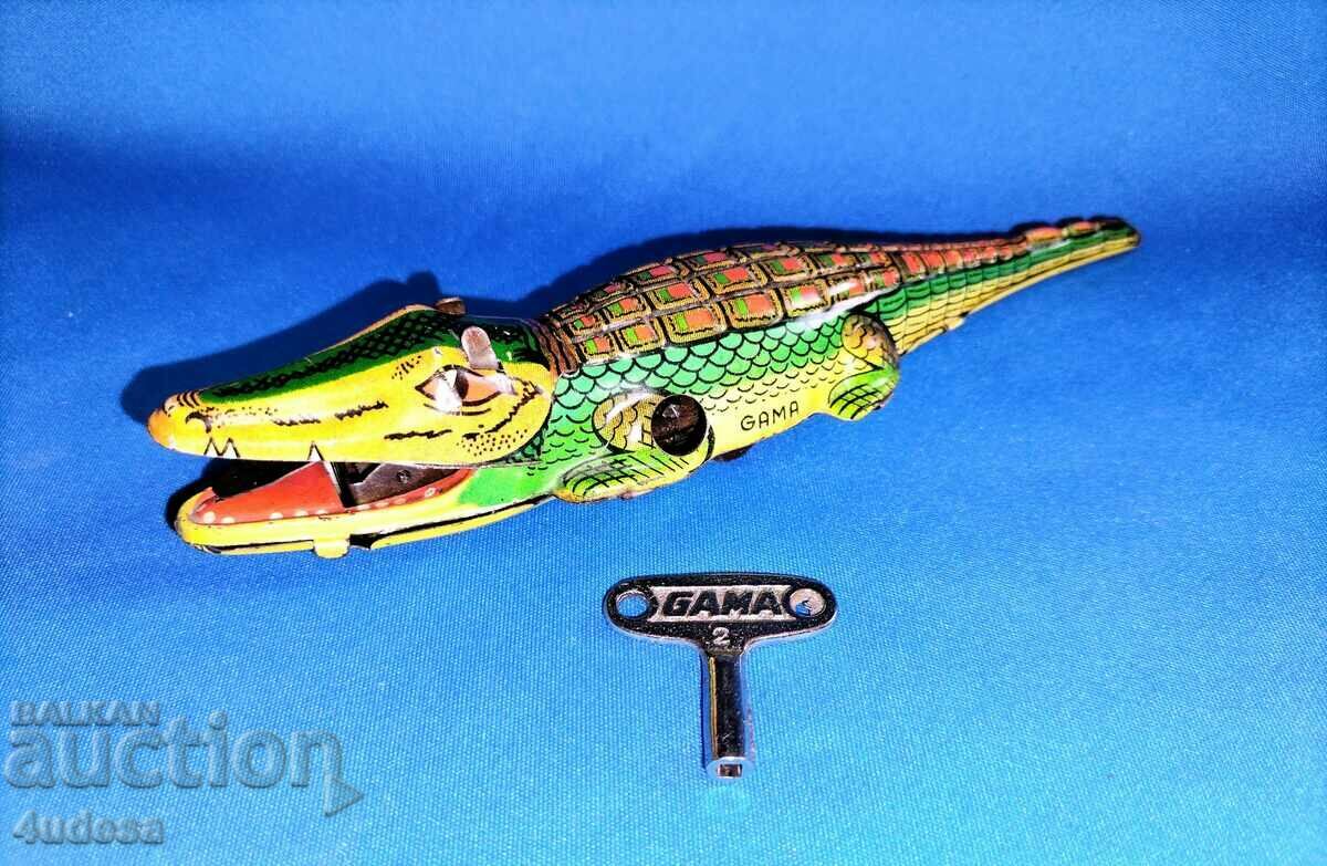 GAMA D.R.G.M. Made In US Zone Germany tin crocodile