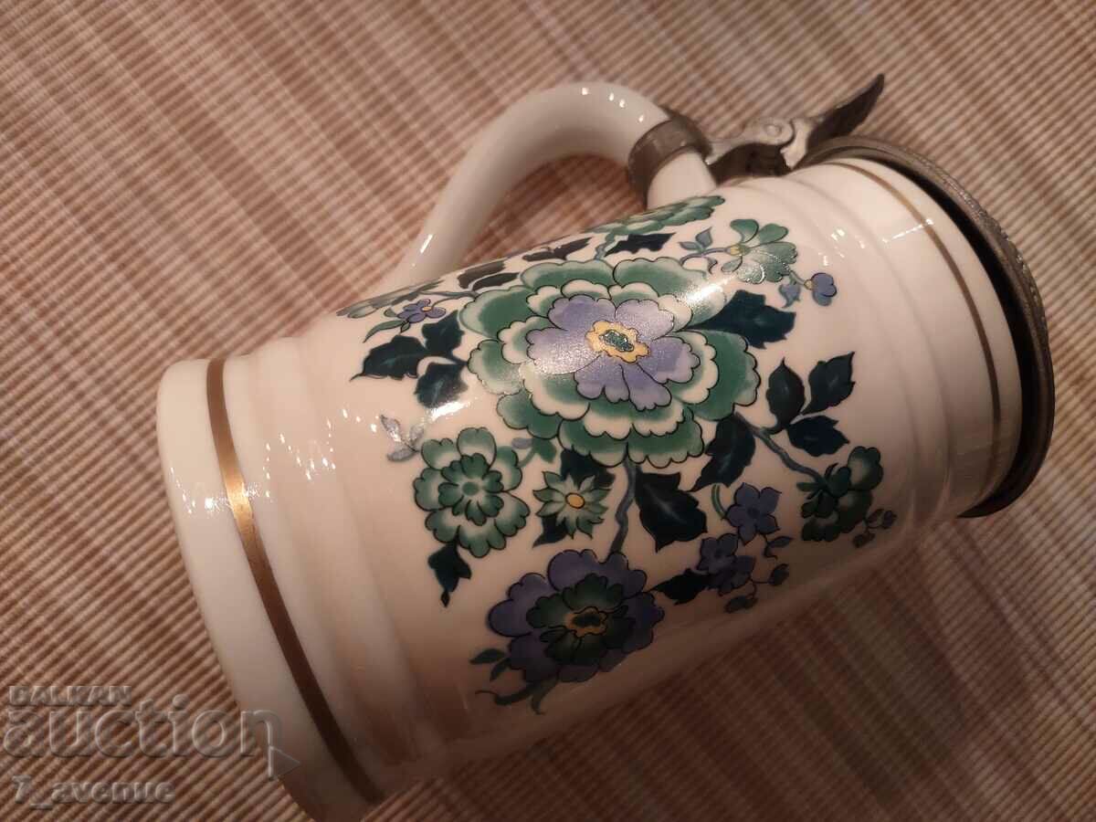 Nice old German mug with metal lid, 6.01.24