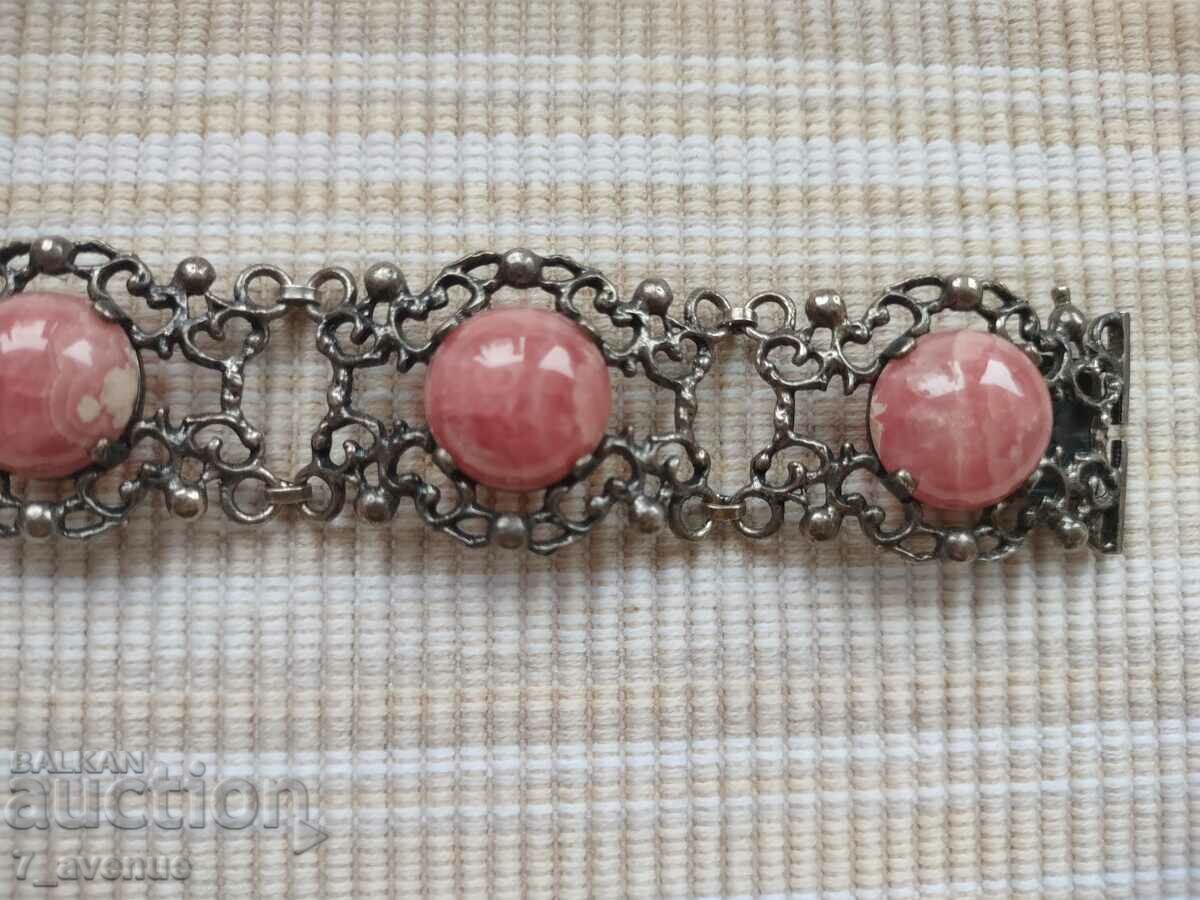 Auction BRACELET made of silver 835, ornaments, rhodochrosite, 6.01.2024 Auction BRACELET made of silver 835, ornaments, rhodochrosite, 6.01.2024