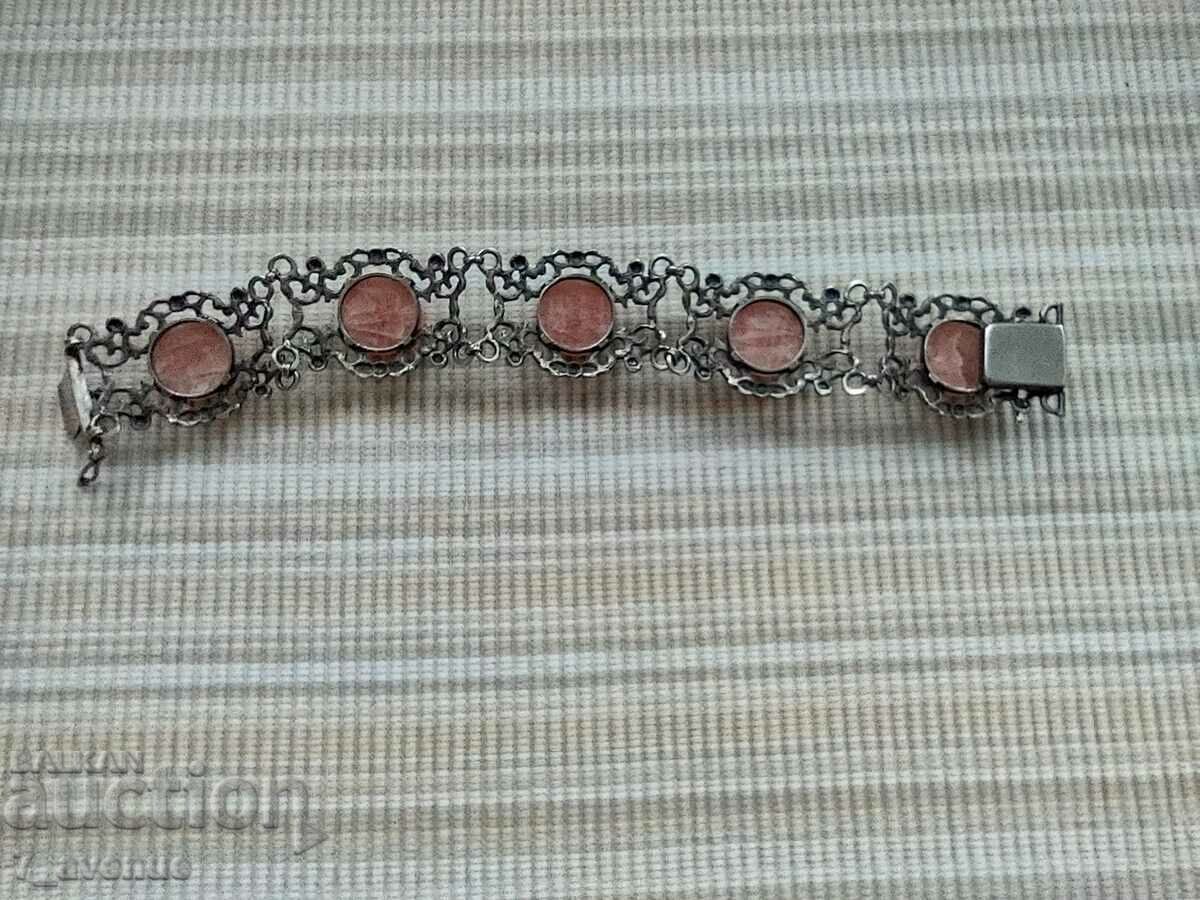 BRACELET made of silver 835, ornaments, rhodochrosite, 6.01.2024 - 7 BRACELET made of silver 835, ornaments, rhodochrosite, 6.01.2024 - 7