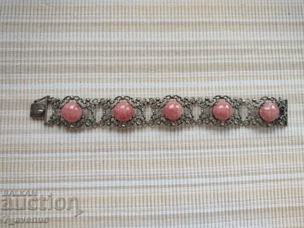 BRACELET made of silver 835, ornaments, rhodochrosite, 6.01.2024 BRACELET made of silver 835, ornaments, rhodochrosite, 6.01.2024