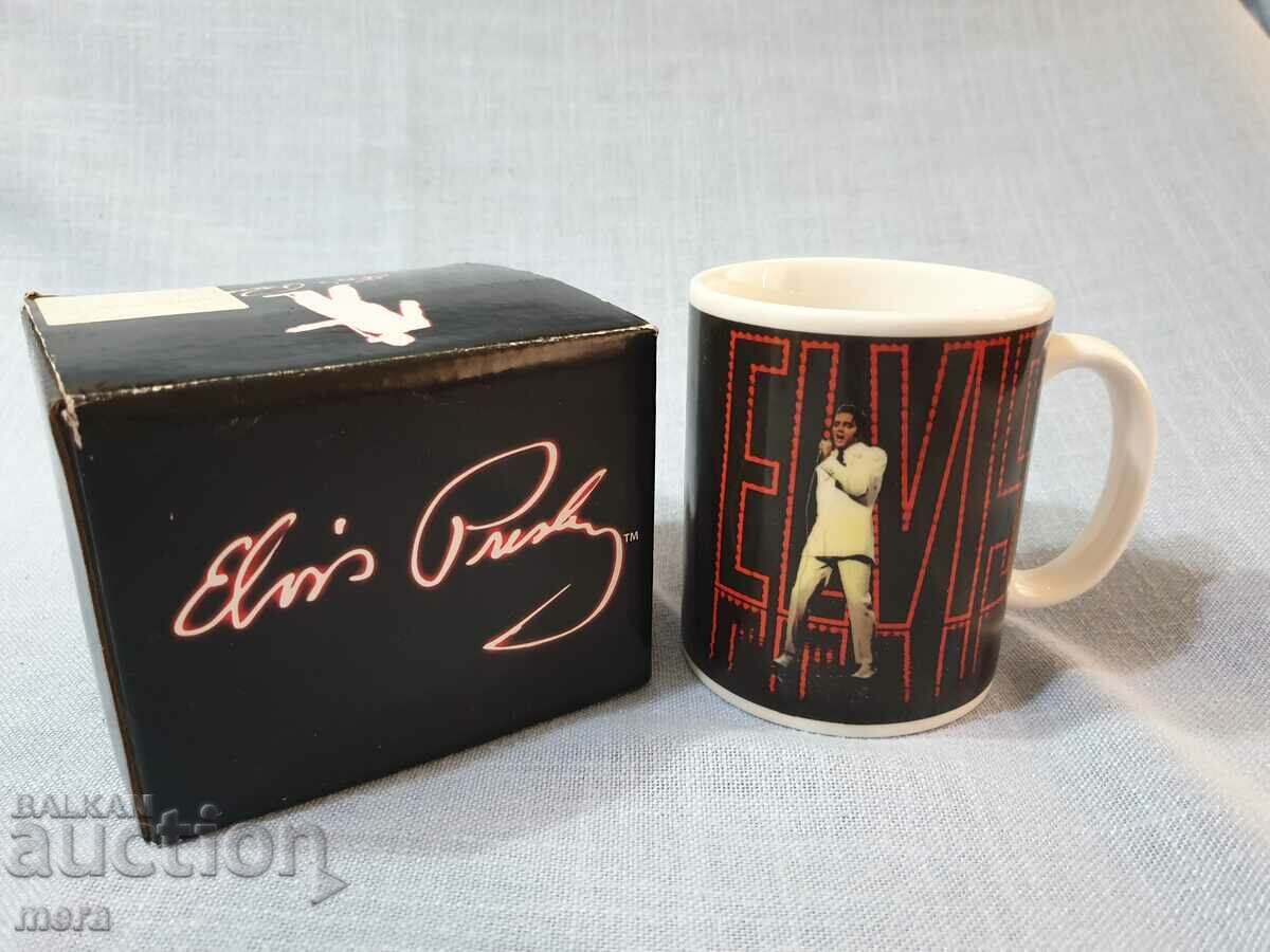 Original porcelain mug, mug with Elvis Presley